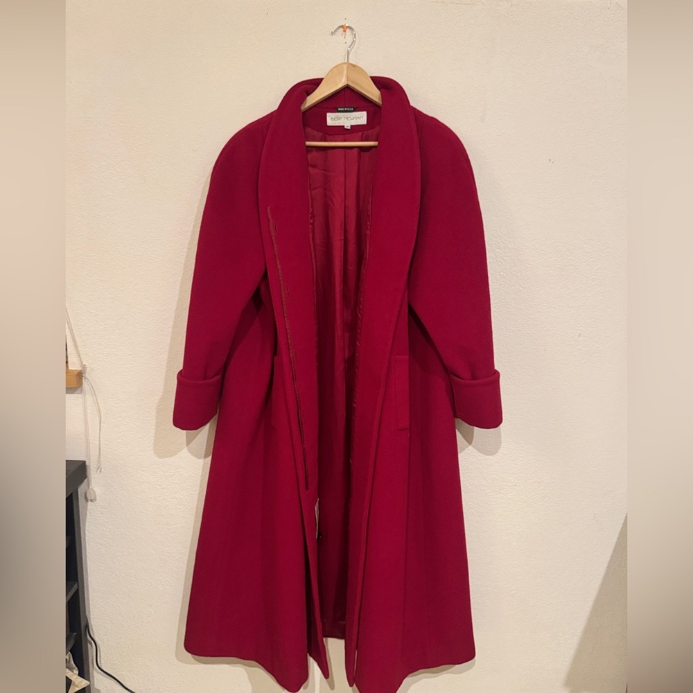 VINTAGE‎ Bert Newman Red Wool Coat Womens 14 Vintage Neiman Marcus Long Coat - Picture 2 of 6